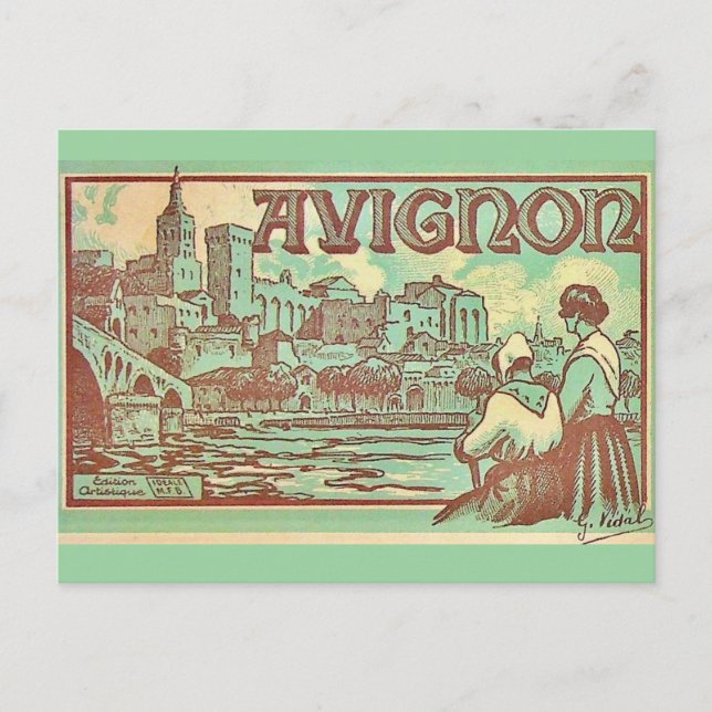 Avignon France Illustration Postcard Postkarte (Vorderseite)