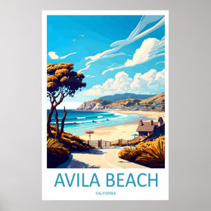 Avila Beach Vintage Reiseposter Skigebiet National Poster