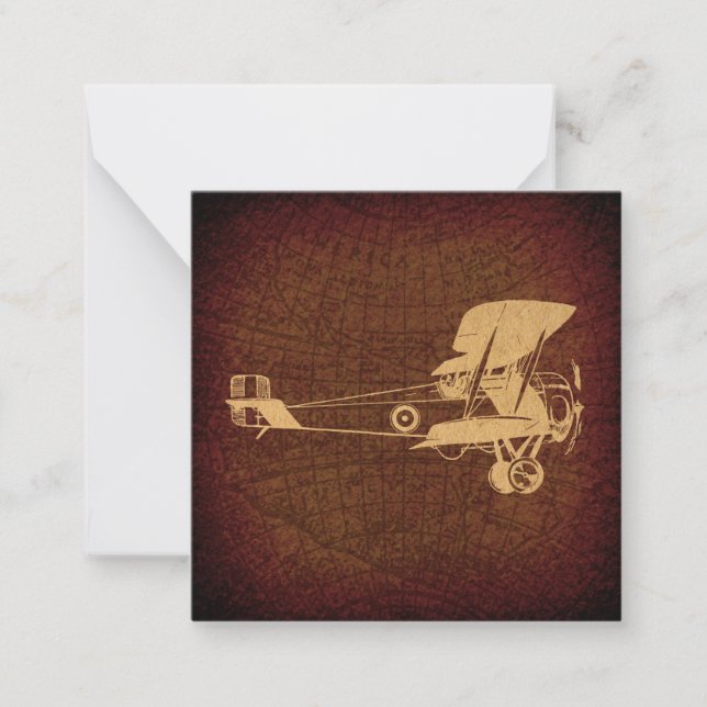 Avion antique vintage Biplane avec carte (Devant)