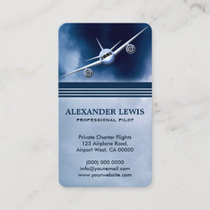 Avion Blue Jet dans Sky Charter Cartes de visite p