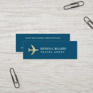 Avion Carte de visite de l'agent de voyage en bleu
