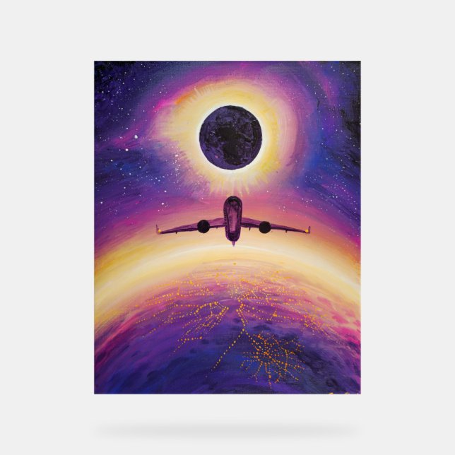 Avion en ville de vol et éclipse (Recto)