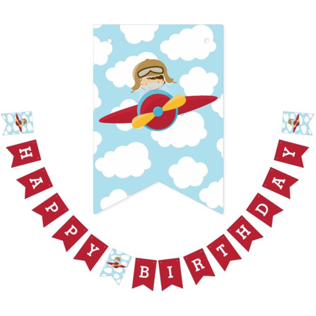 Avion Joyeux Anniversaire Bannière Boy Bunting dra (Créateur téléchargé)