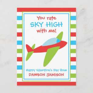 Avion rayé Personnalisé Valentine's Cartes