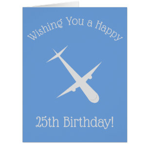 Avion sur carte d'anniversaire personnalisée bleue
