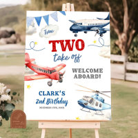 Avion Theme Boy 2e Affiche de bienvenue d'annivers