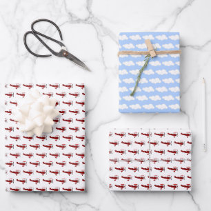 Avions bleus et rouges Papier d'enveloppement d'an