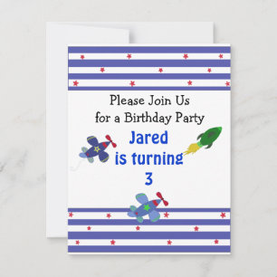 Avions et roquettes Invitation d'anniversaire