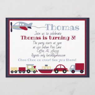 Avions, trains, bateaux et voitures Invitation d'a