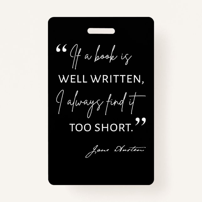 Avior Reader II - Jane Austen Zitat Ausweis (Vorderseite)