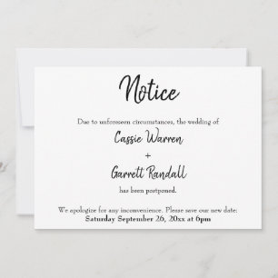 "Avis" Faire-part Mariage reporté