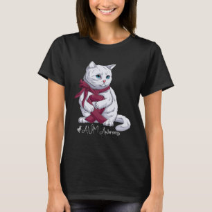 AVM-Aufklärungsmonat Burgunder-Schleife Katze T-Shirt
