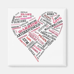 AVM Awareness Word Soup Heart Magnet