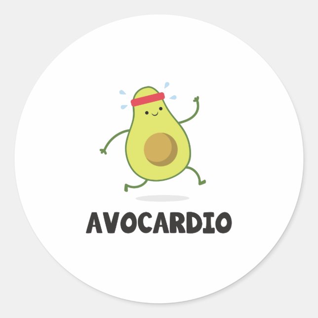 Avo Cardio Funny Workout Tropisches Obst Avocado Runder Aufkleber (Vorderseite)