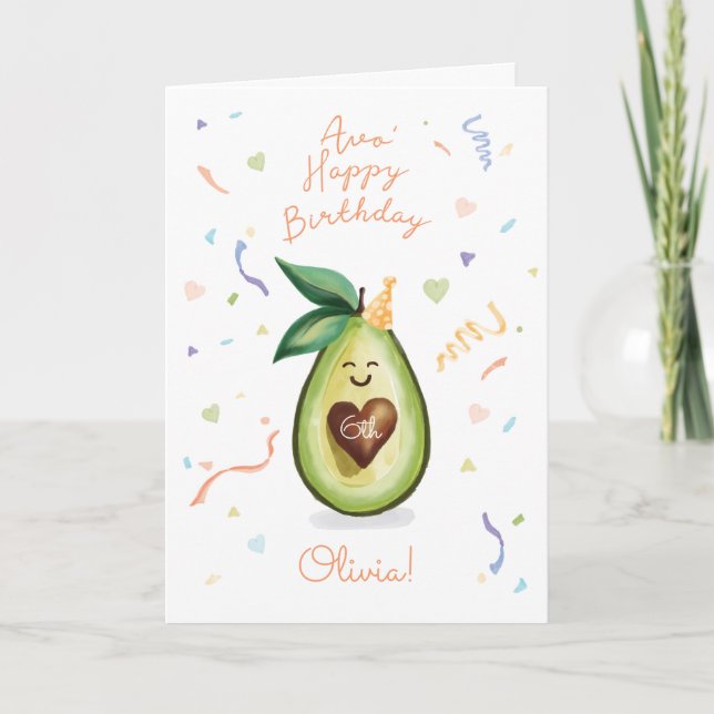 Avo Happy Birthday | Avocado Geburtstagsfeier Karte (Vorderseite)