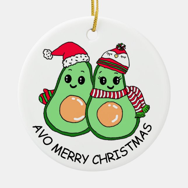 Avo Merry Christmas Avocado Spaß Holiday Keramik Ornament (Vorne)