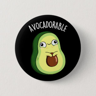 Avoc-adorable Funny Avocado Pun Dark BG Button