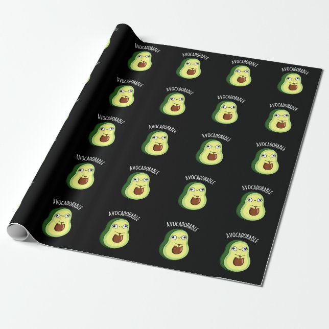 Avoc-adorable Funny Avocado Pun Dark BG Geschenkpapier (Ungerollt)