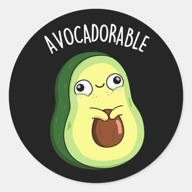 Avoc-adorable Funny Avocado Pun Dark BG Runder Aufkleber (Vorderseite)
