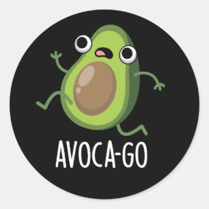 Avoca-go Funny Avocado Pun Dark BG Runder Aufkleber
