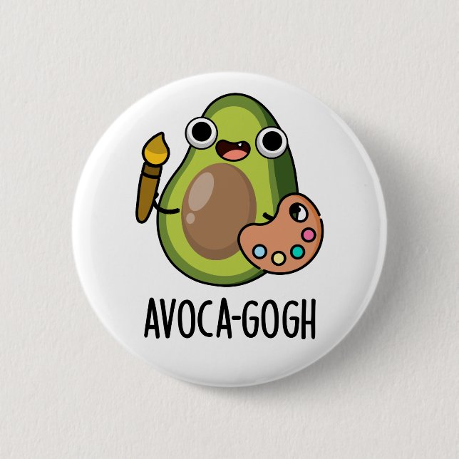 Avoca-gogh Funny Avocado Artist Pun Button (Vorderseite)