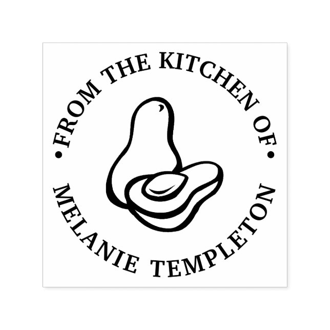 Avocado #2 "Von der Küche" Name Monogram Permastempel (Design)