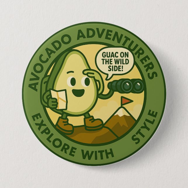 Avocado-Abenteurer erkunden mit Stil Button (Vorderseite)