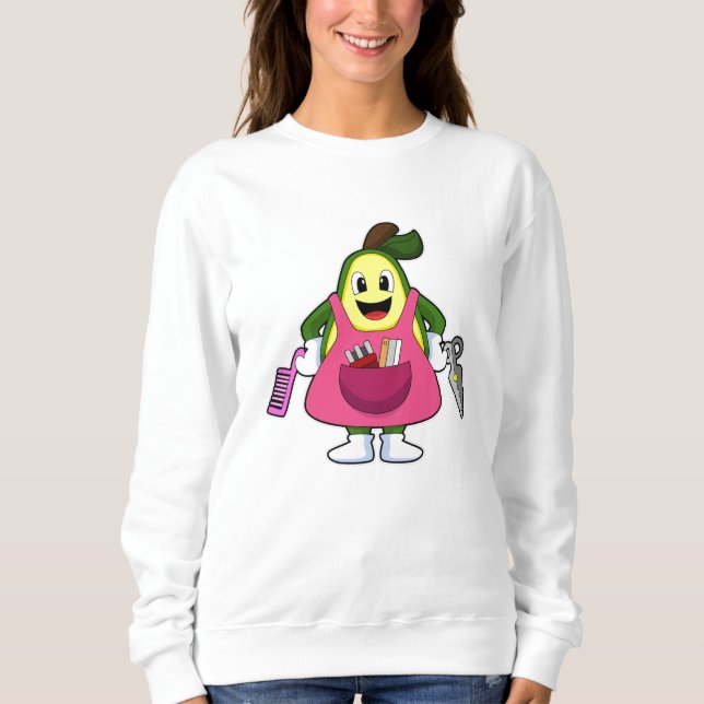 Avocado als Friseur mit Schere & Kamin Sweatshirt (Vorderseite)