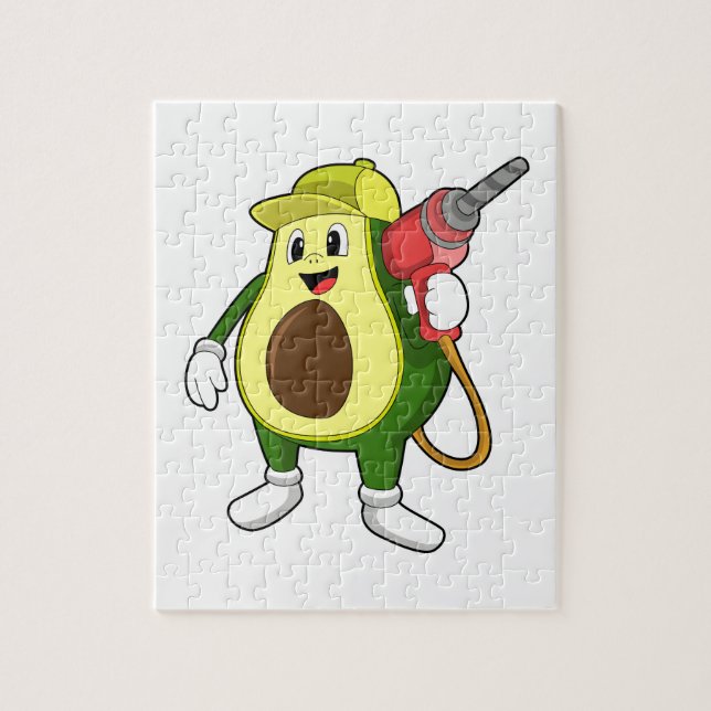 Avocado als Handwerker mit Drill (Vertikal)
