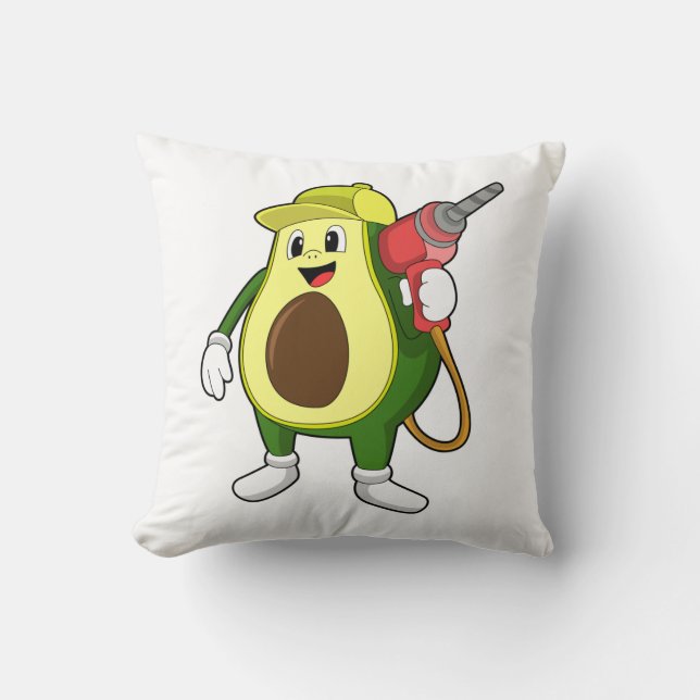 Avocado als Handwerker mit Drill Kissen (Vorderseite)