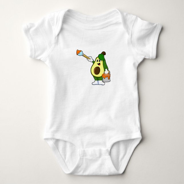 Avocado als Maler mit Pinsel Baby Strampler (Vorderseite)