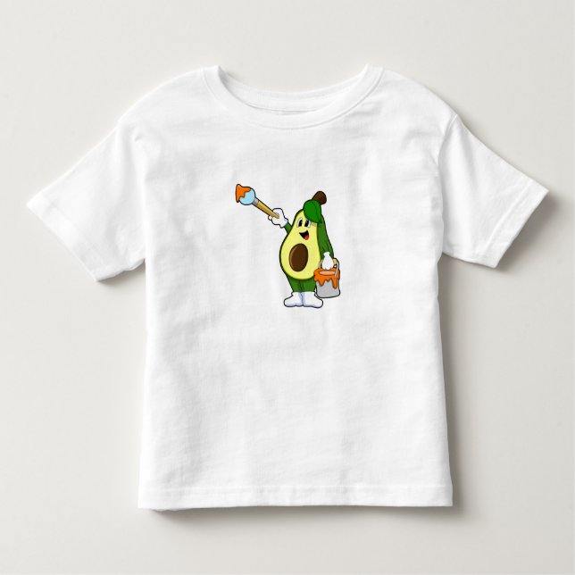 Avocado als Maler mit Pinsel Kleinkind T-shirt (Vorderseite)