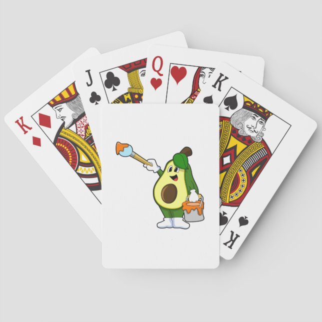 Avocado als Maler mit Pinsel Spielkarten (Rückseite)