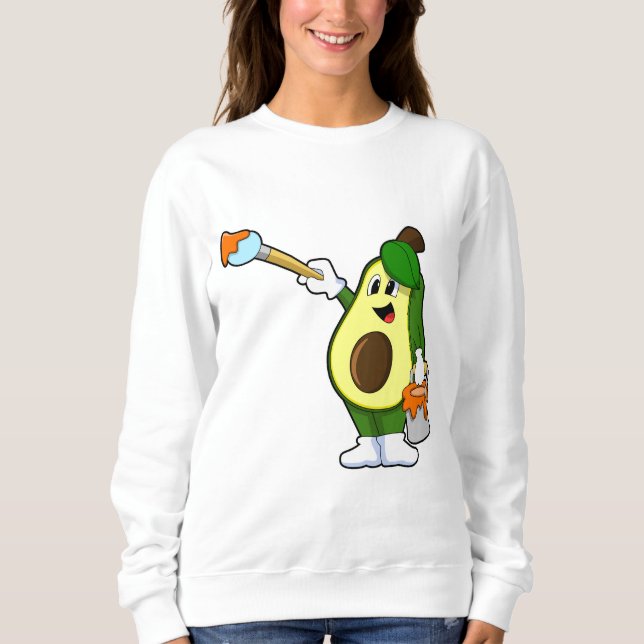 Avocado als Maler mit Pinsel Sweatshirt (Vorderseite)