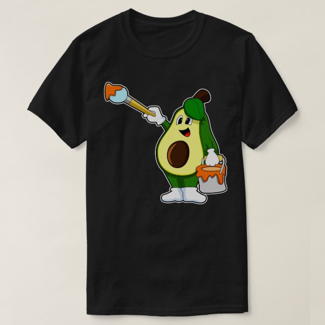 Avocado als Maler mit Pinsel T-Shirt (Design vorne)