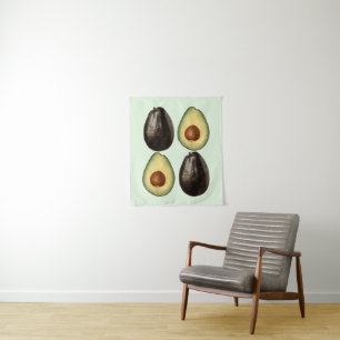 Avocado Aquarellmalereien Frucht Gartenkunst Wandteppich
