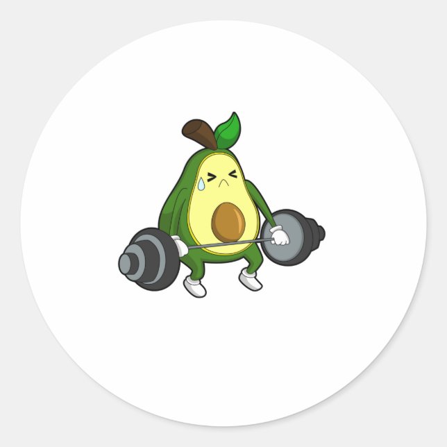 Avocado at Fitness with Barbell Runder Aufkleber (Vorderseite)