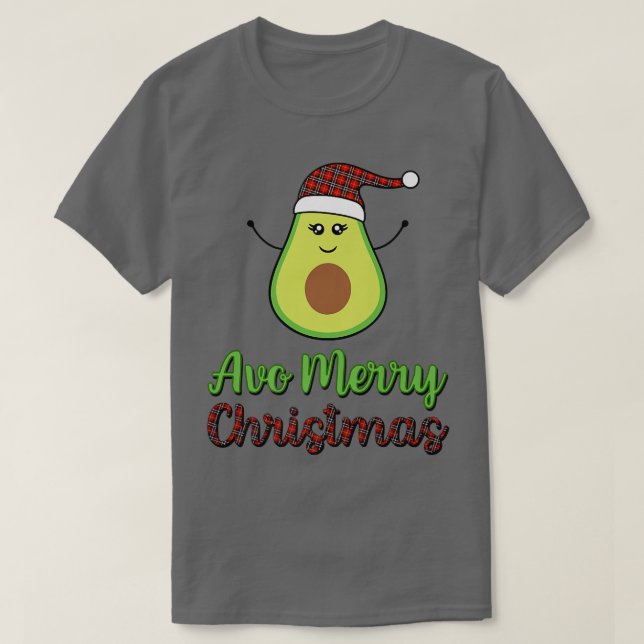 Avocado Avo Frohe Weihnachten Karierte Weihnachtsm T-Shirt (Design vorne)