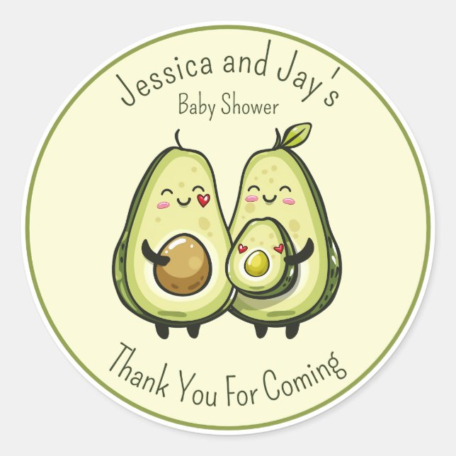 Avocado Baby Shower Stickers (Vorderseite)