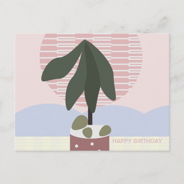 Avocado-Baum-Schüchterner-Birthday-Geometrie Postkarte (Vorderseite)