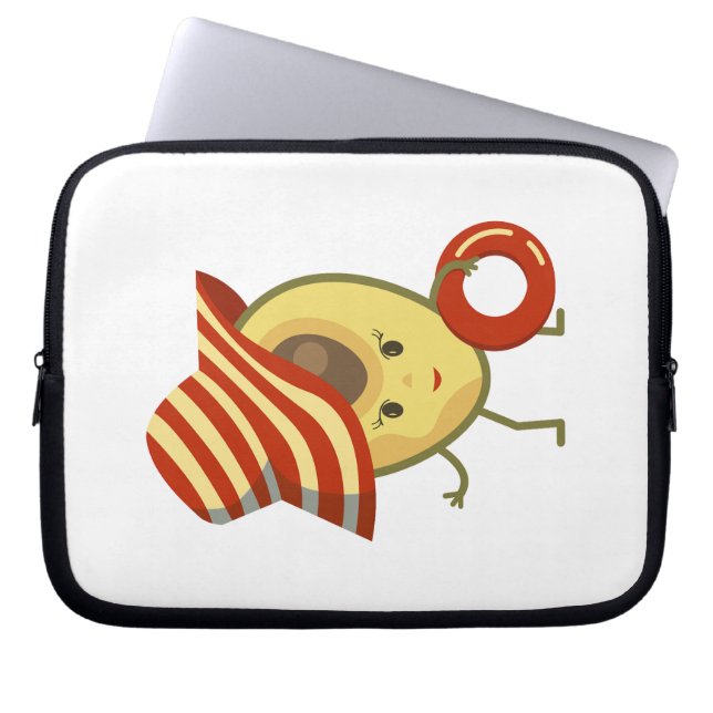Avocado Beach Girl mit Sonnenmütze und Schwimmring Laptopschutzhülle (Vorderseite)