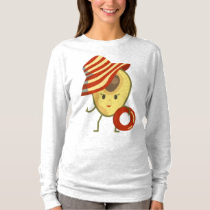 Avocado Beach Girl mit Sonnenmütze und Schwimmring T-Shirt