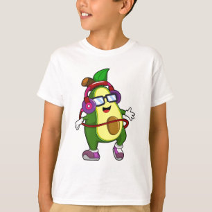 Avocado bei Musik mit Kopfhörer T-Shirt
