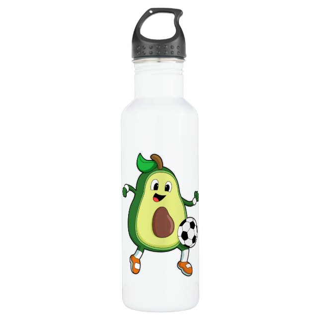 Avocado beim Fußball-Sport Edelstahlflasche (Vorderseite)