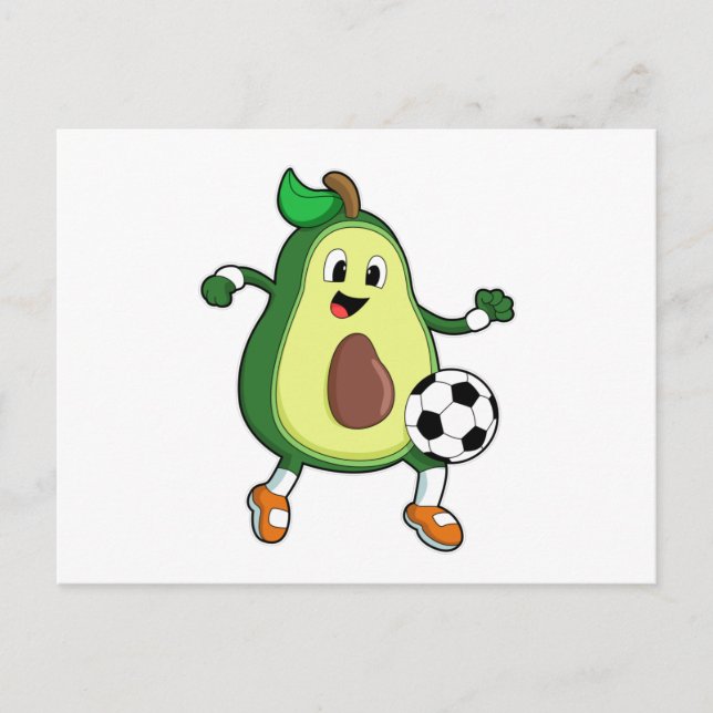 Avocado beim Fußball-Sport Postkarte (Vorderseite)