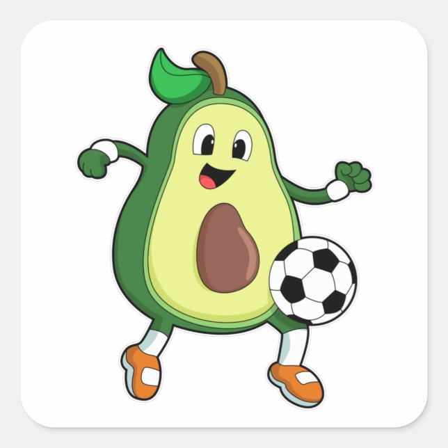Avocado beim Fußball-Sport Quadratischer Aufkleber (Vorderseite)