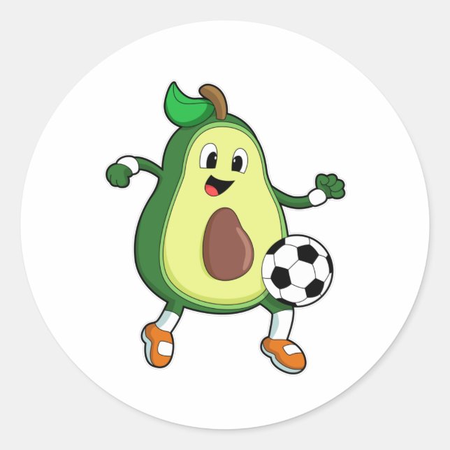 Avocado beim Fußball-Sport Runder Aufkleber (Vorderseite)