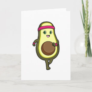 Avocado beim Joggen mit Haarband Karte