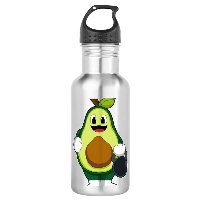 Avocado beim Krafttraining mit Dumbells Edelstahlflasche (Vorderseite)