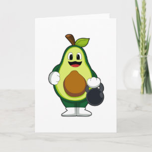 Avocado beim Krafttraining mit Hanteln Karte